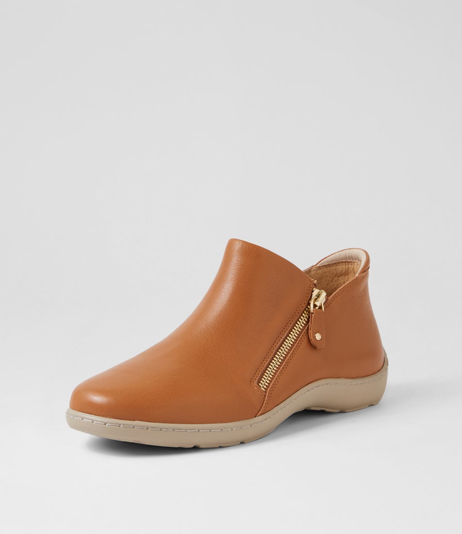 Wraye Xf Dark Tan Almond Leather Ankle Boots