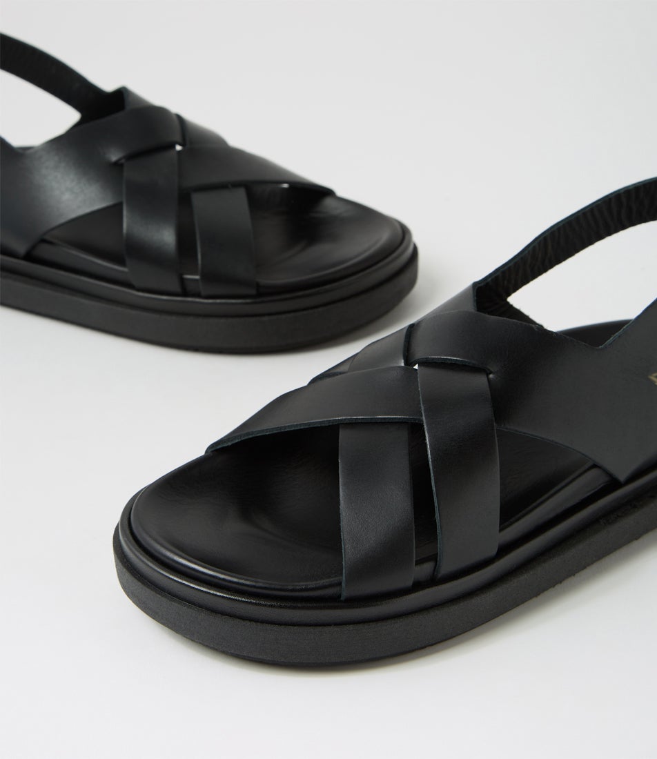 Trunca Black Leather Sandals