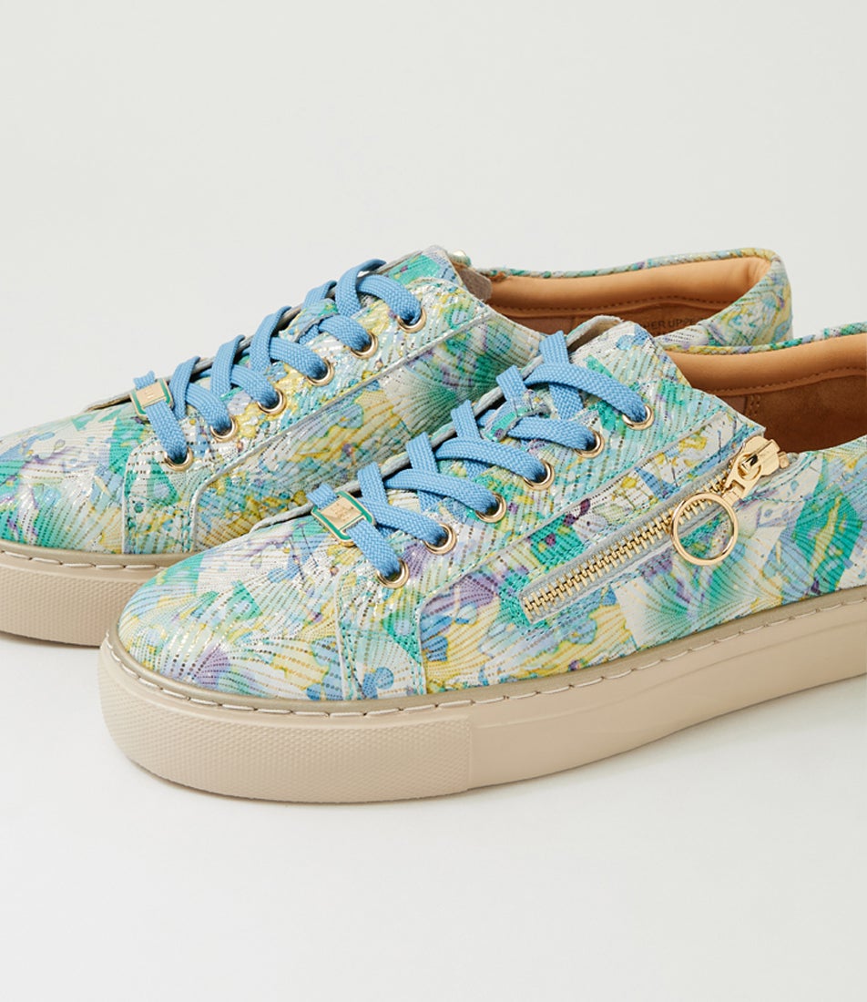 Pamela Xf Seafoam Woven Leather Sneakers