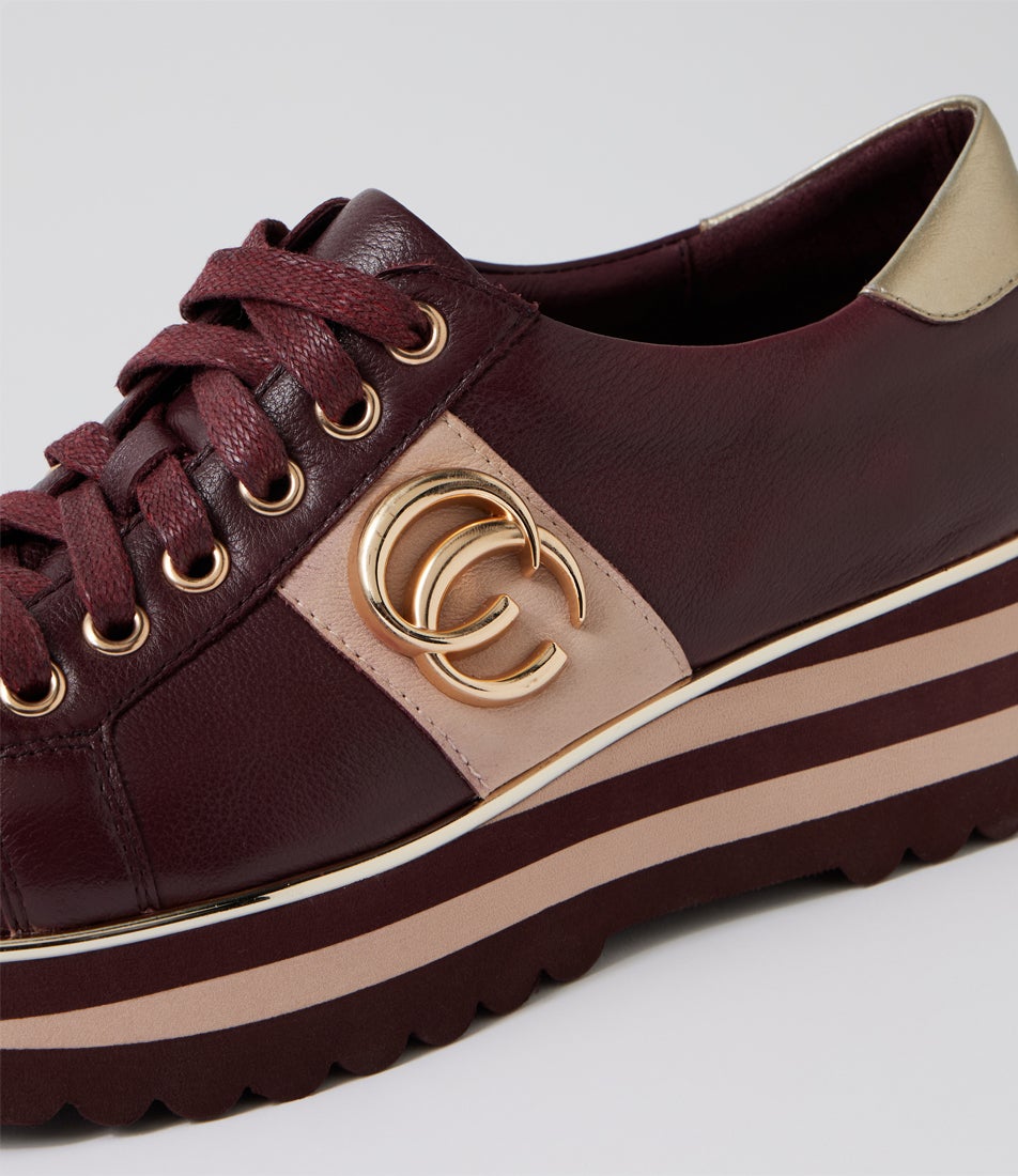 Edgey Burgundy Nude Multi Lace Up Flats