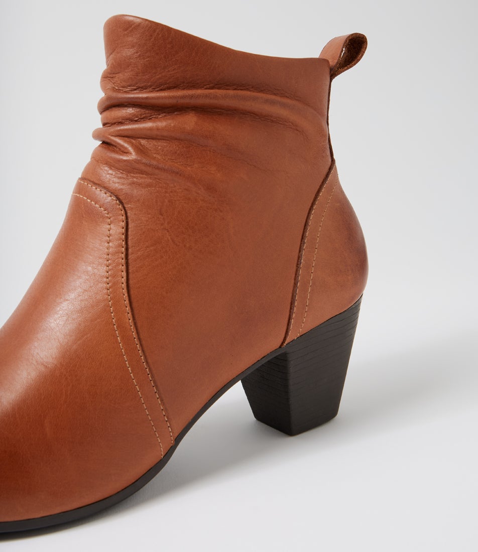Feliciity Cognac Waxy Leather Ankle Boots Feliciity Cognac Waxy Leather Ankle Boots