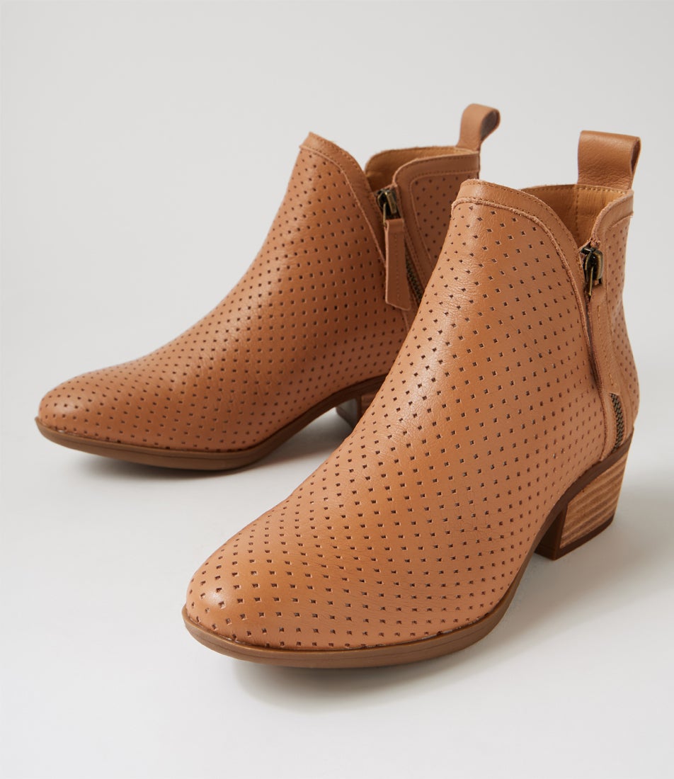 Zapa Dark Tan Leather Ankle Boots