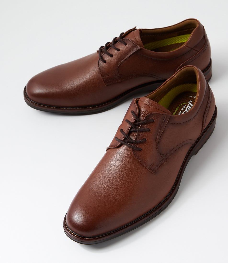 Traveller Plain Cognac Leather Lace Up Flats