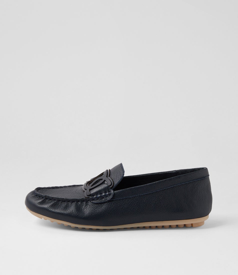 Velbert Navy Tumble Leather Loafers