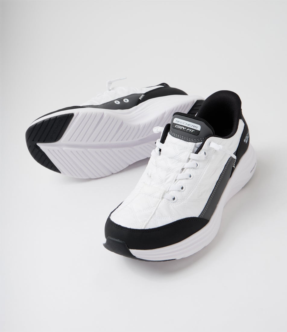 Cozy Fit White Black Fabric Sneakers