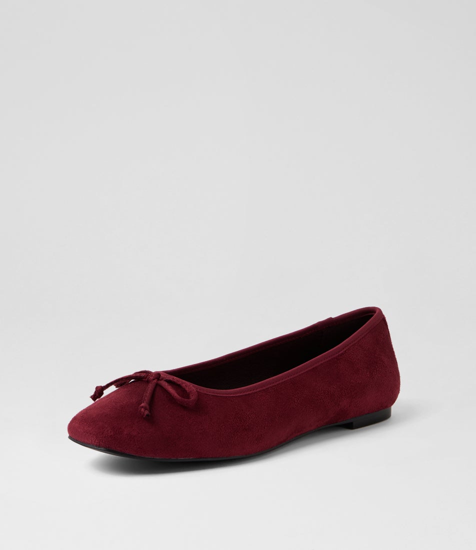Eugenie Berry Red Microsuede Ballet Flats