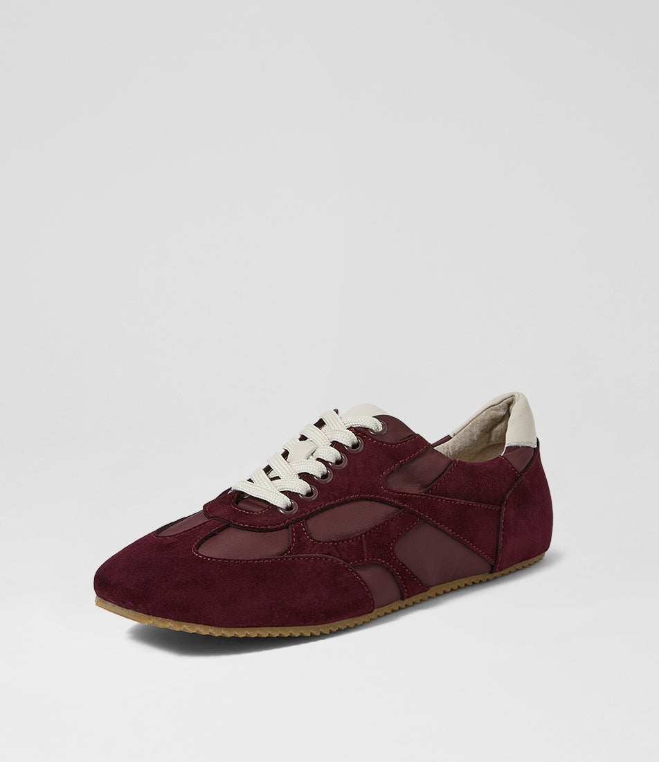 Liema Burgundy Cream Leather Sneakers