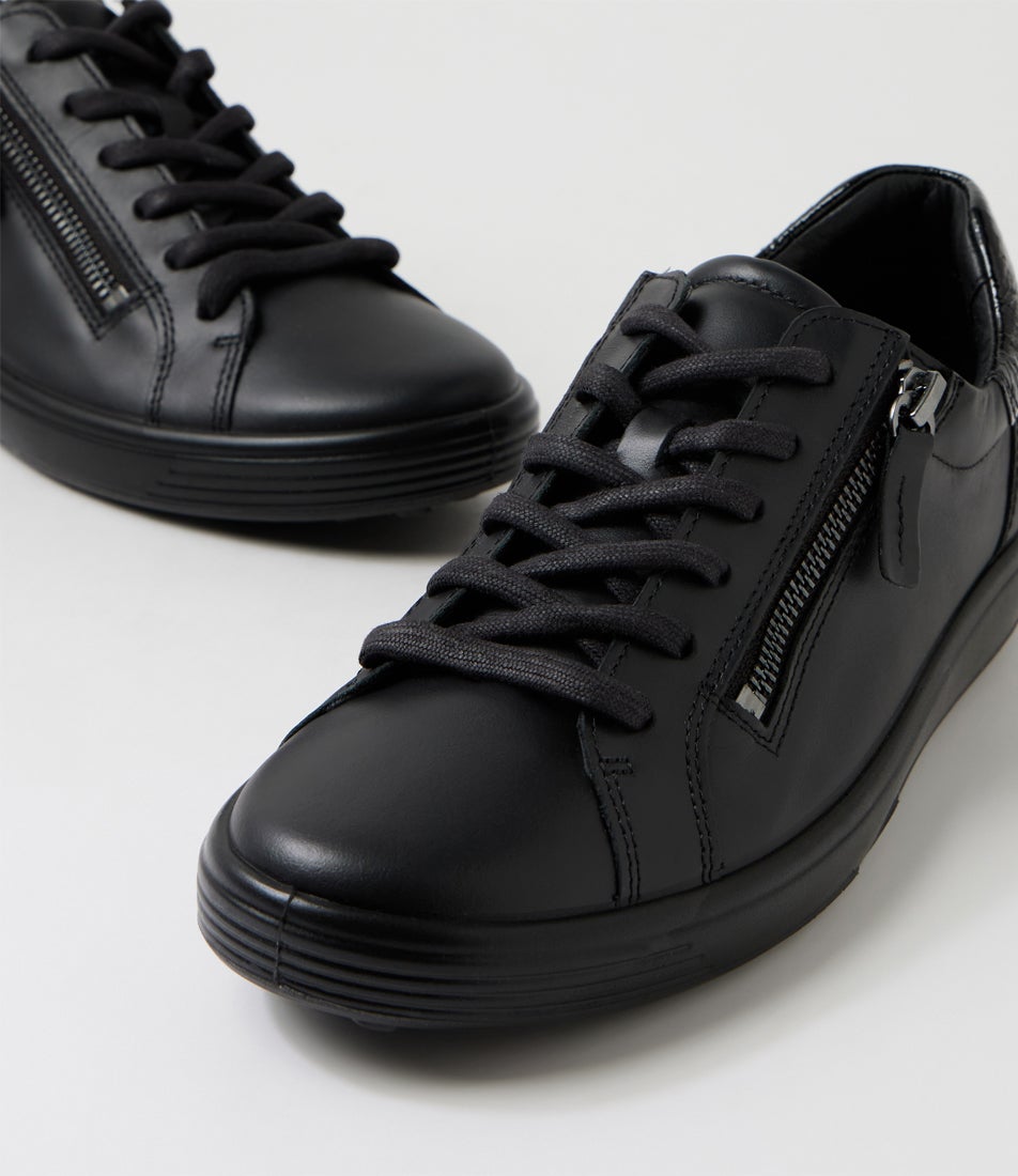 Soft 7 Zip W Black Leather Sneakers