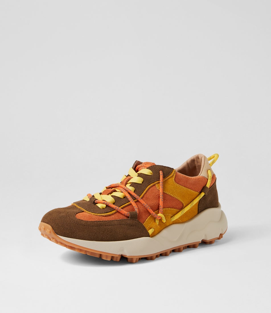 Jenlan Choc Orange Suede Multi Sneakers