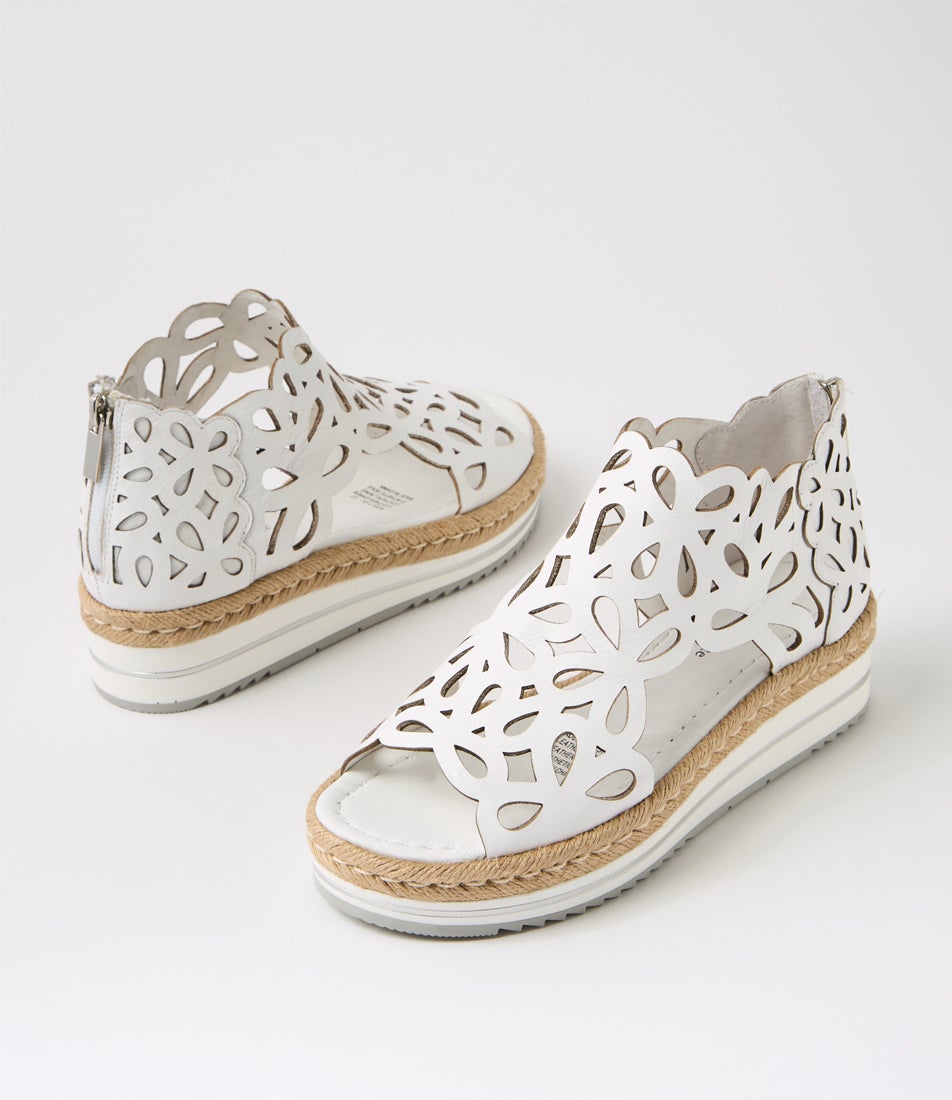Adely White Leather Sandals
