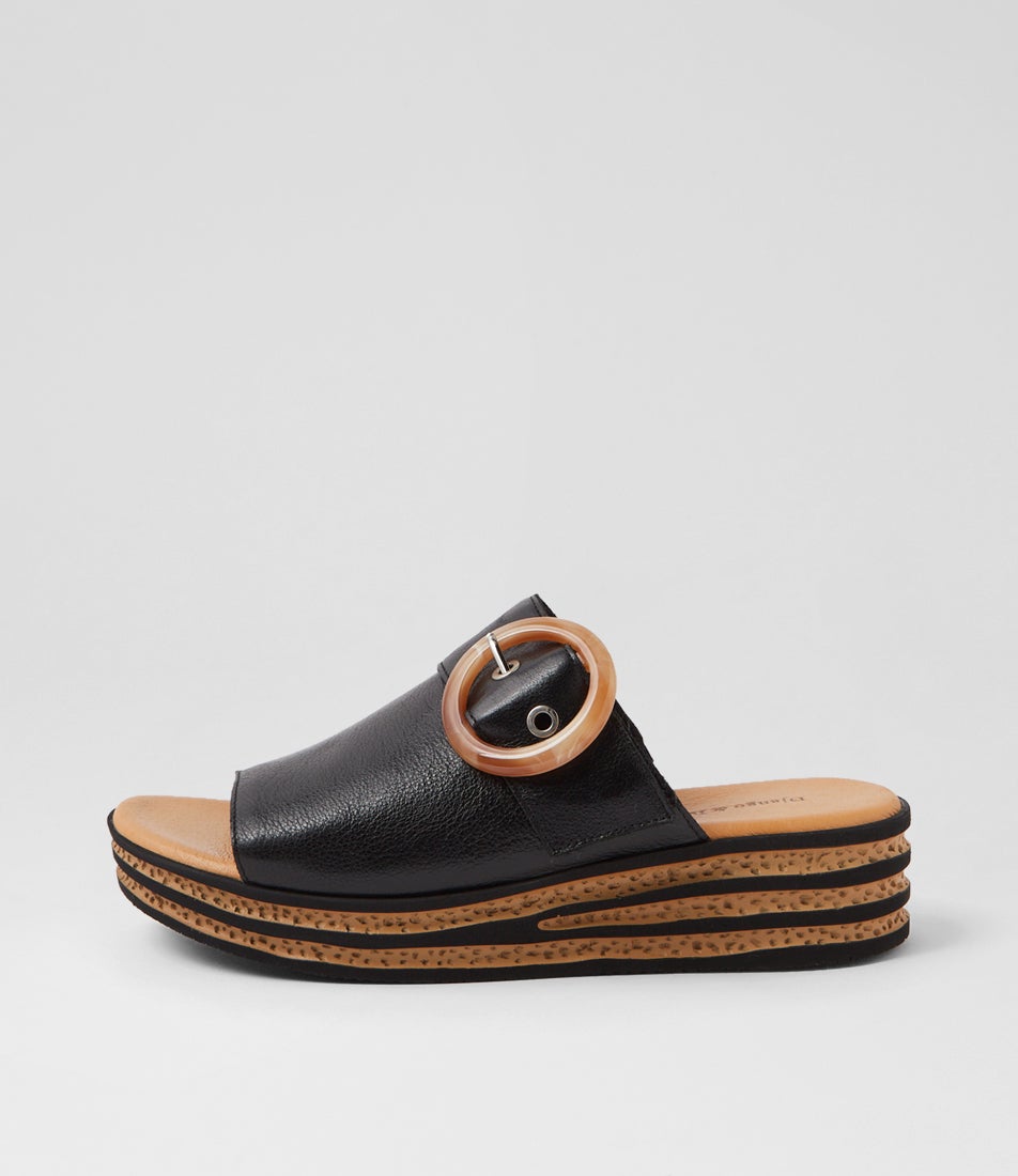 Cosmoso Black Leather Slides