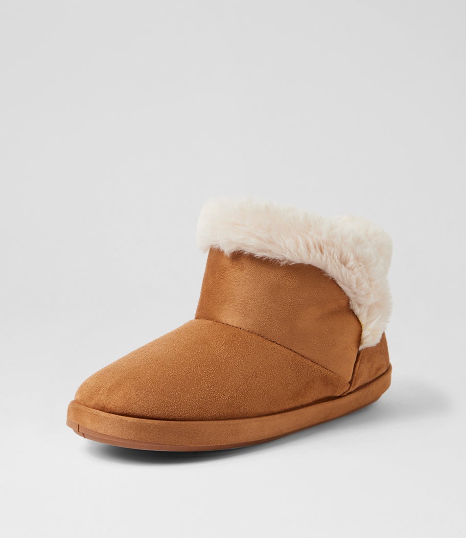 Squish Cognac Fabric Ankle Boots
