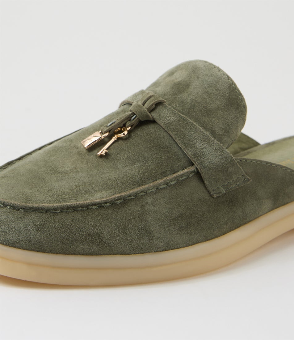 Lizzo Khaki Suede Mules