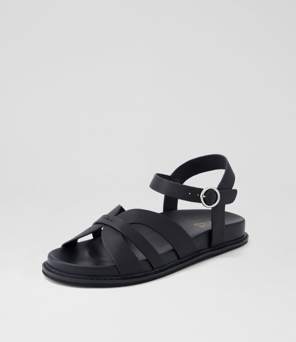 Talia Black Leather Sandals