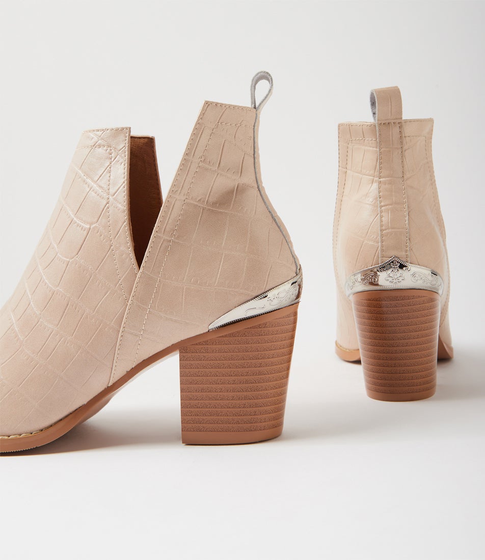 Austin Blush Croc Leather Heels