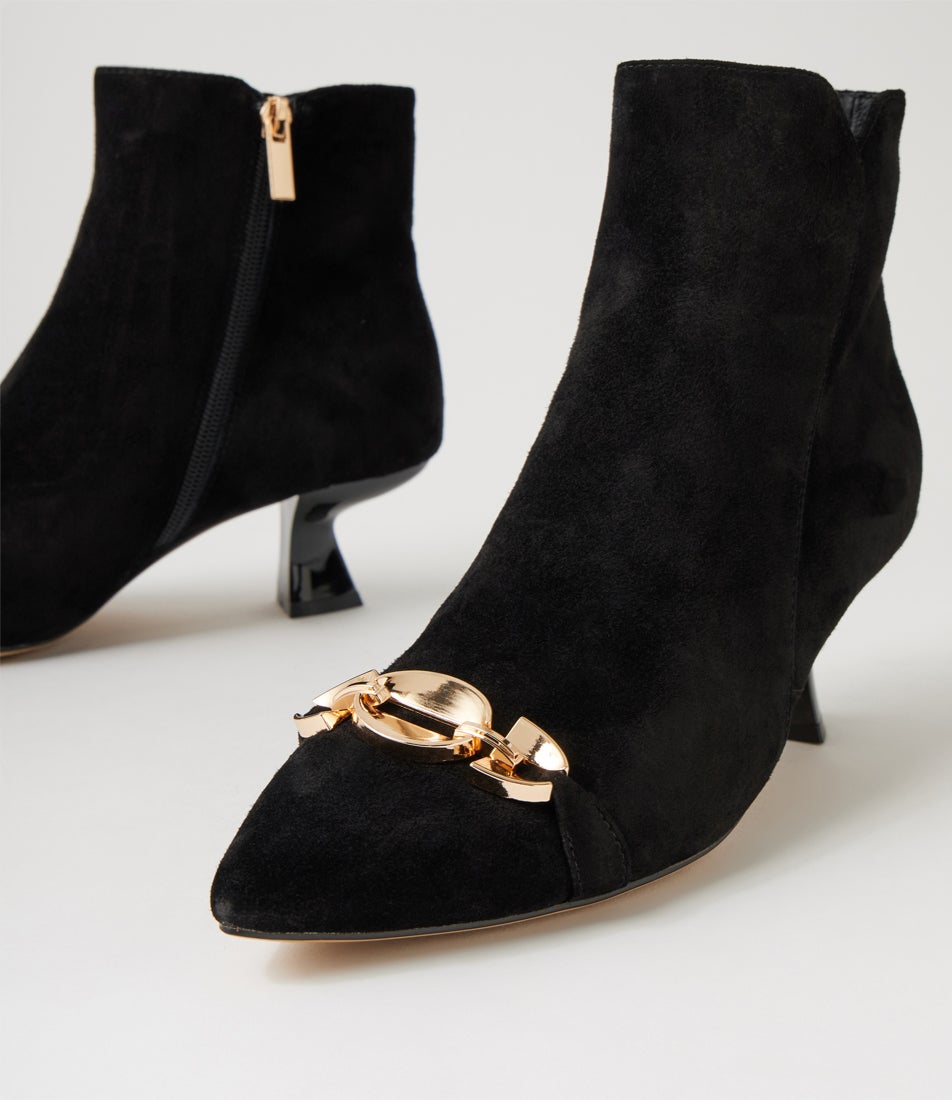 Levera Black Suede Ankle Boots