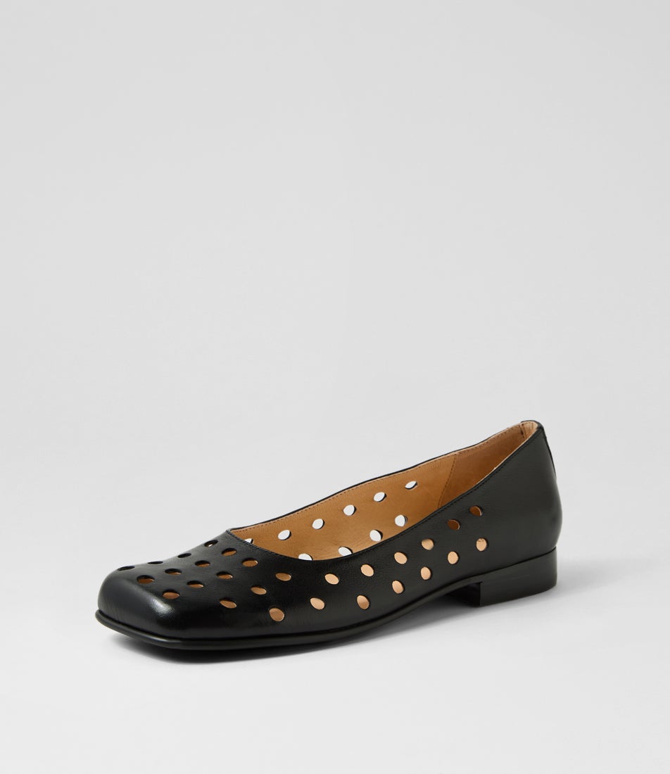 Gibons Black Leather Ballet Flats