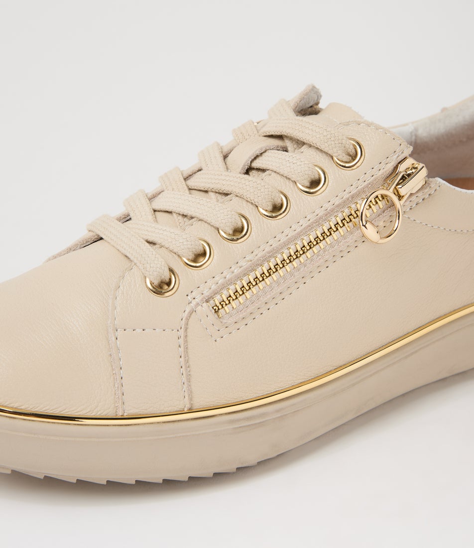 Lincon D Almond Gold Leather Sneakers
