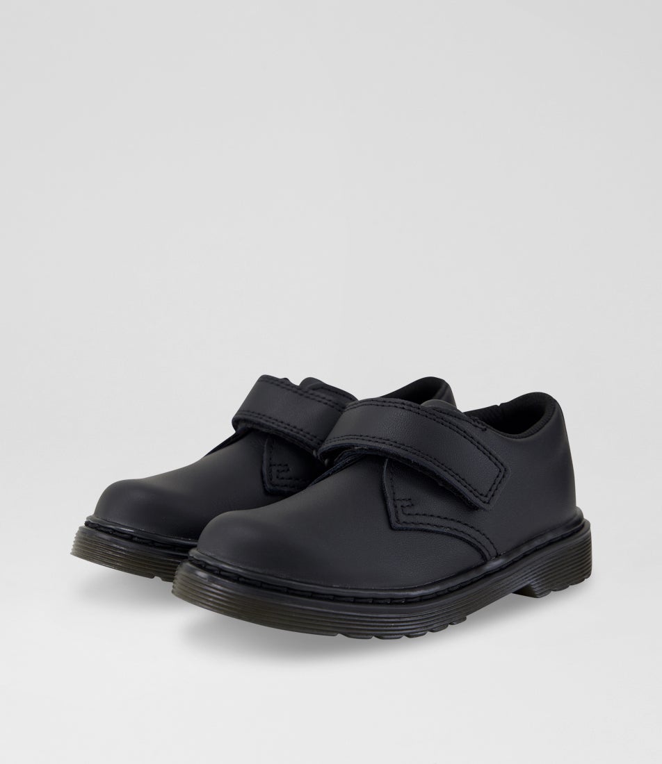 Kamron 2 Toddler Black Leather Flat Shoes