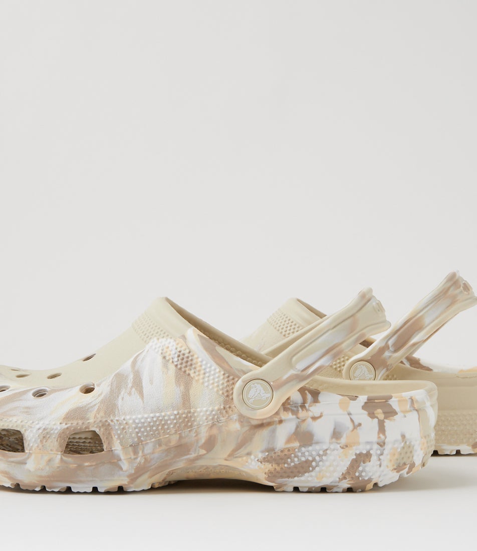 C Marbled Clog M Bone Multi Croslite Flat Shoes