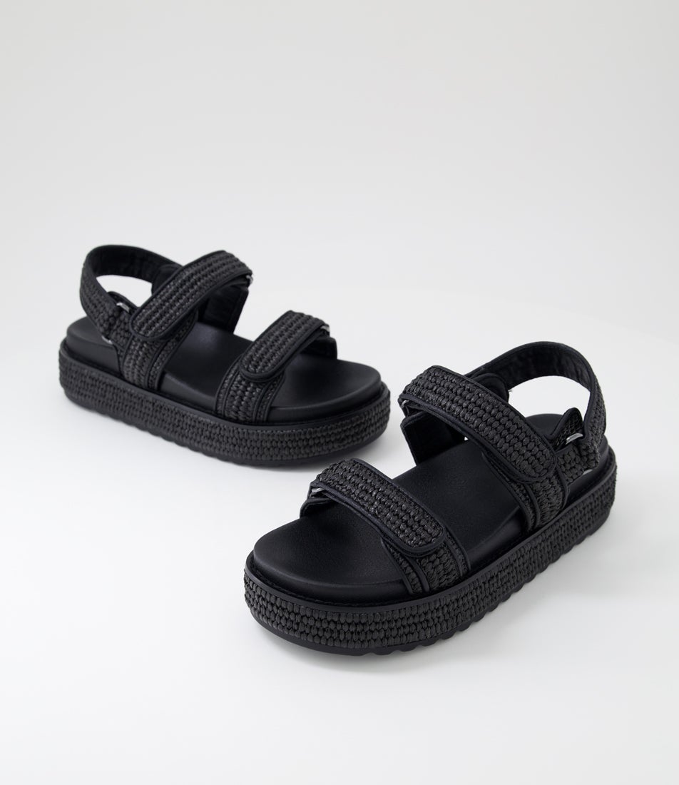 Bridgett Black Woven Sandals