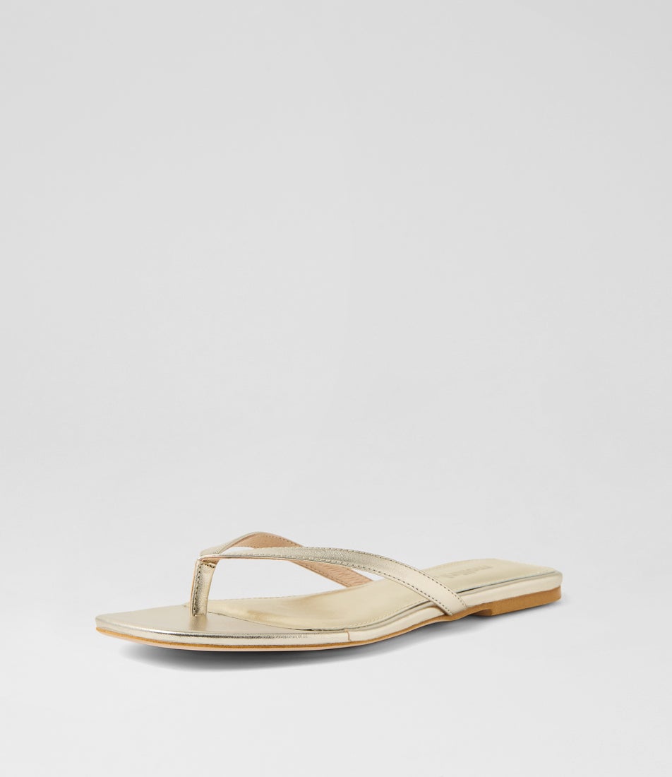 Reille Gold Leather Thongs