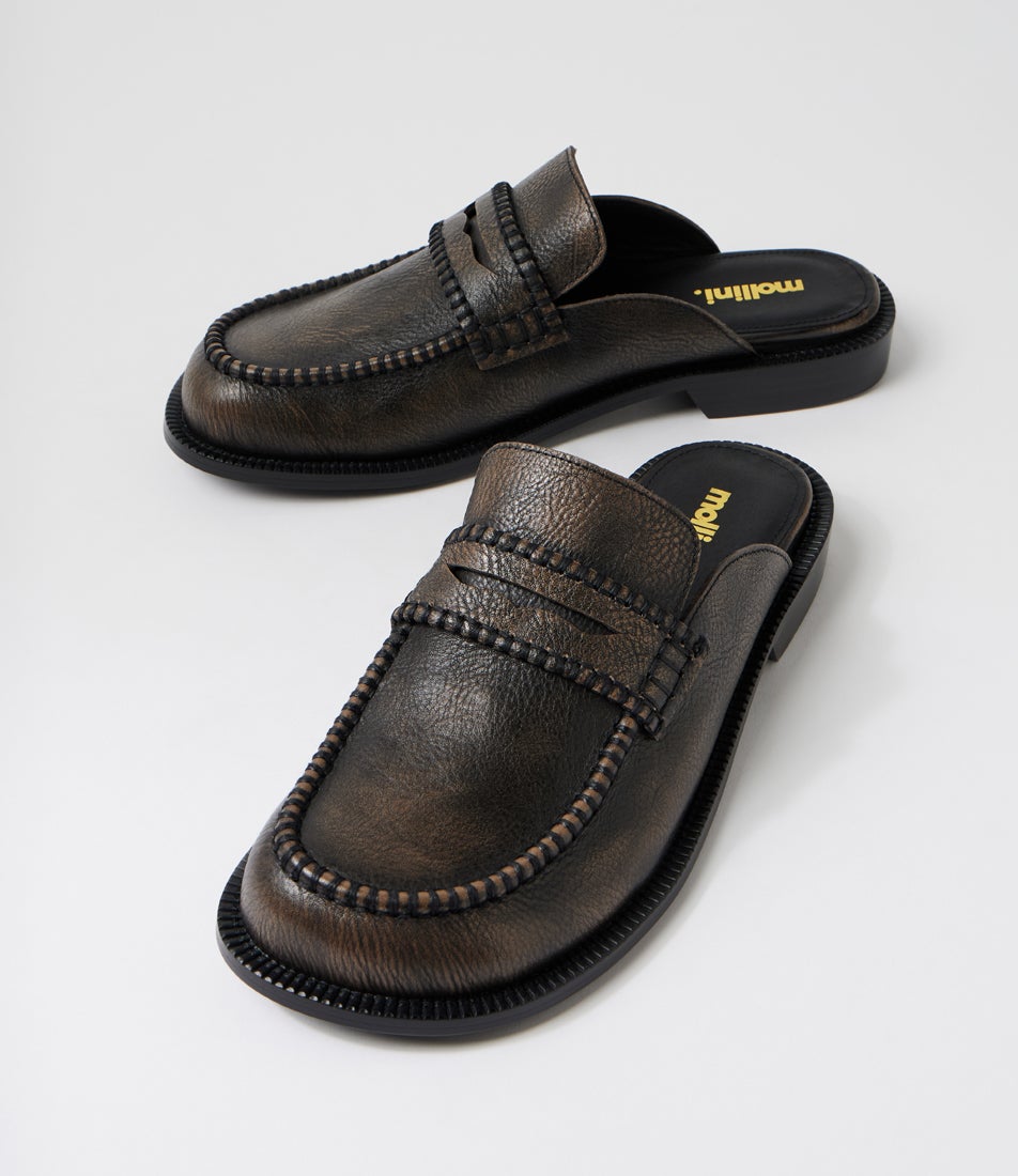 Ridge Smokey Black Leather Loafers