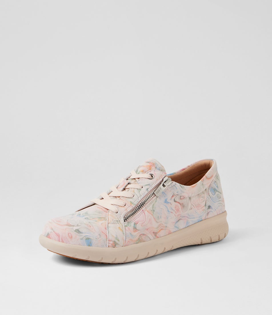 Solar W Nude Floral Leather Sneakers