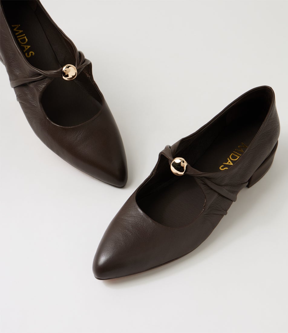 Eloquent Choc Leather Flat Shoes