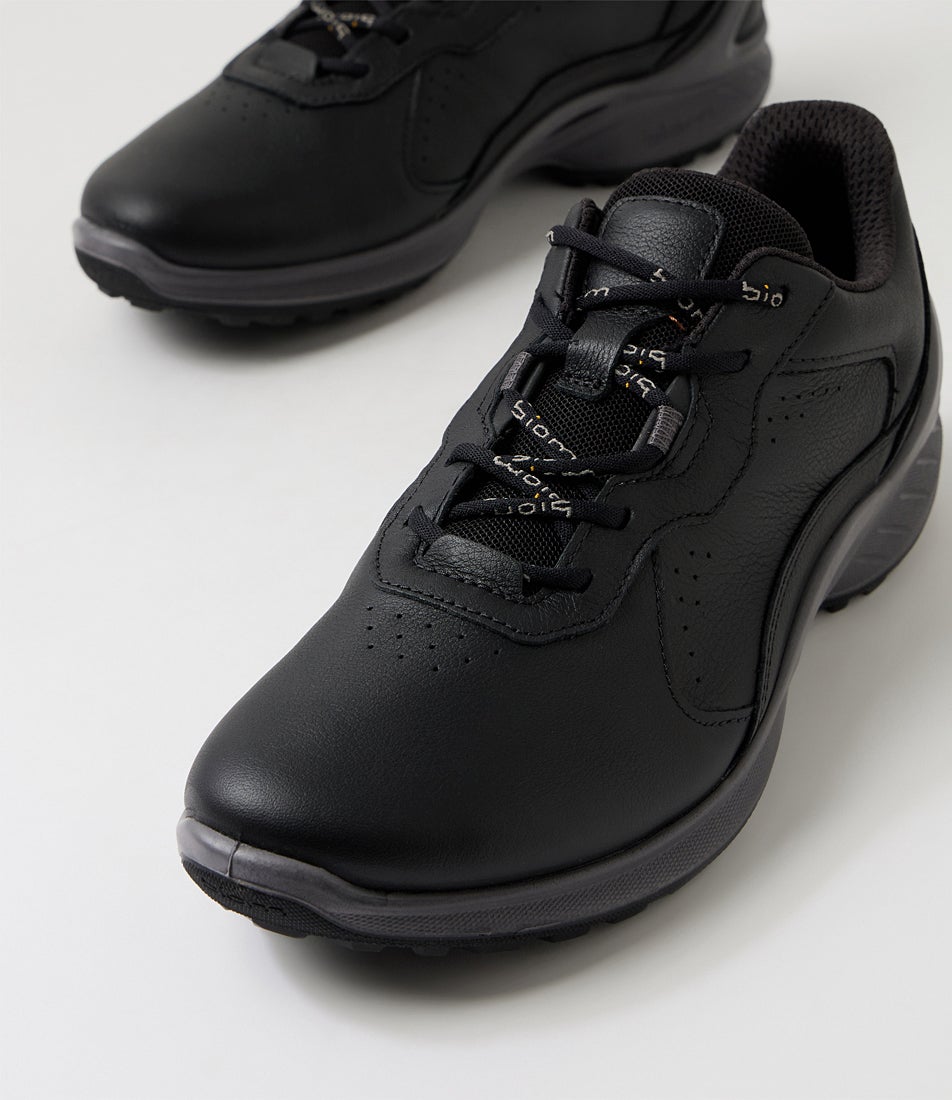 Biom Energi W Black Leather Lace Up Flats
